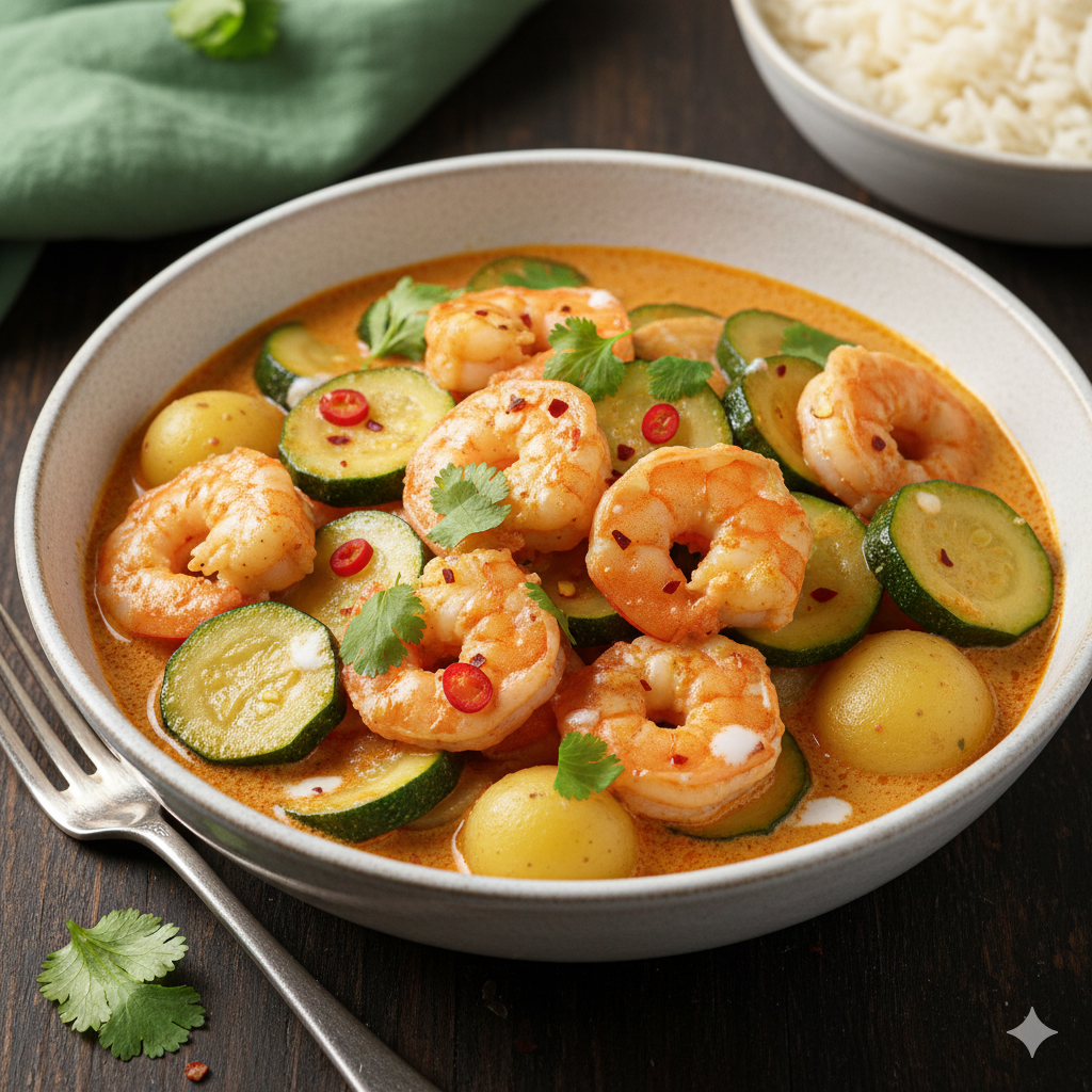 Prawns Curry with Zucchini & Baby Potatoes