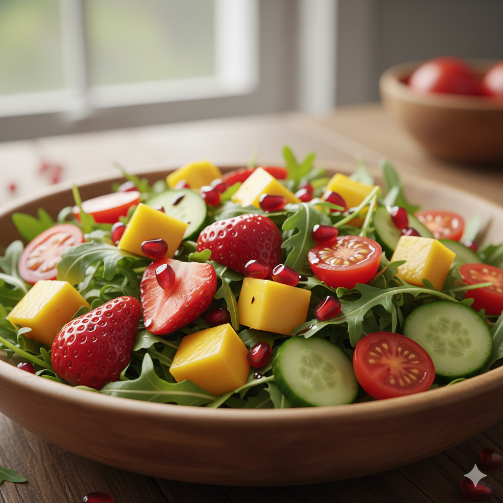 Mango & Strawberry with Pomegranate Rocket Salad