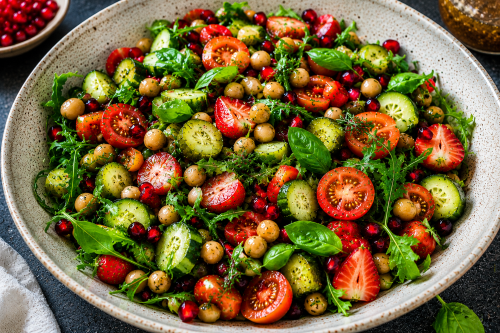 Chickpea, Strawberry & Pomegranate Salad